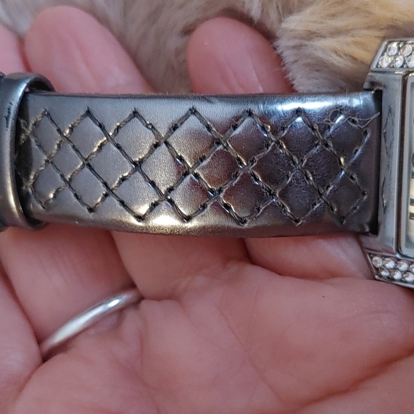 Vintage Wayne Clark Quartz Square Face Watch with Crystals and Leather Strap - Picture 3 of 13